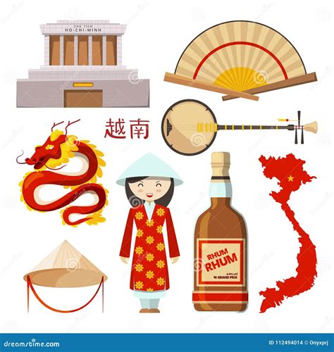 Landmarks and Symbols of Vietnam Stock Vector - Illustration of graphic ...