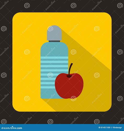 Bottle of Water and Red Apple Icon, Flat Style Stock Vector - Illustration of life, dieting ...