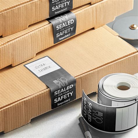 TamperSafe 2 1/2" x 6" Sealed For Your Safety Black Paper Tamper-Evident Label - 250/Roll