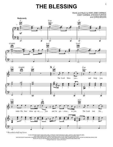 Kari Jobe, Cody Carnes & Elevation Worship "The Blessing" Sheet Music Notes | Download Printable ...