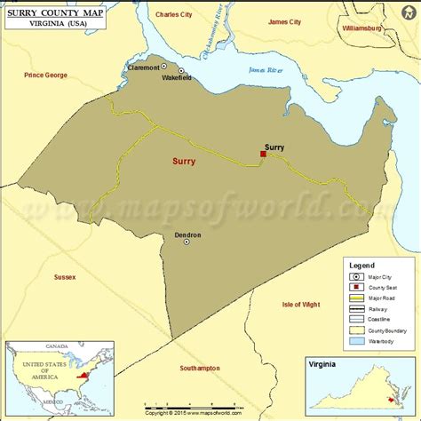 Surry County Map, Virginia