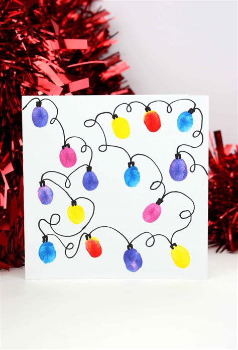 Easy to make fingerprint Christmas Lights - Emma Owl