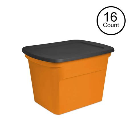 Sterilite 18 Gallon Orange Plastic Storage Container Bin Tote with Lid ...