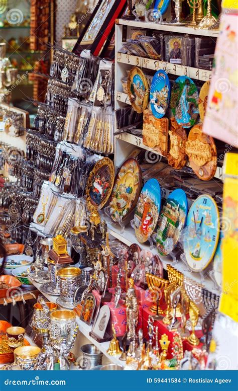 Souvenirs Market at Streets of Jerusalem Old City Stock Photo - Image ...