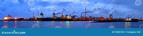 Steelworks at night stock photo. Image of heavy, materials - 7655752