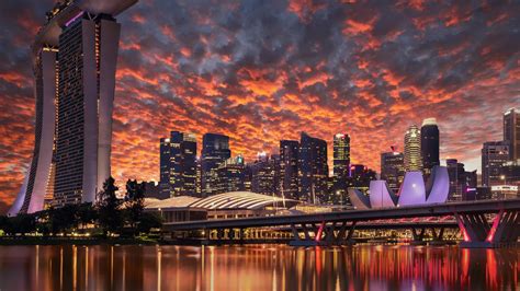 1920x1080 Singapore Skyscrapers Marina Bay Sands Evening 4k Laptop Full ...