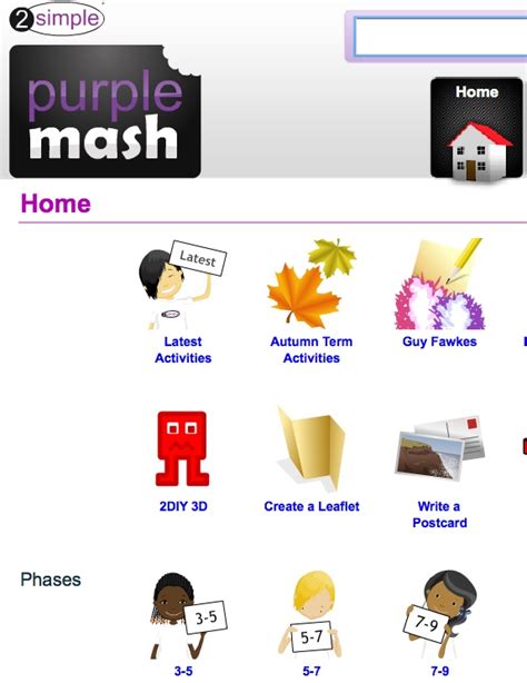 the purple mash home app is displayed