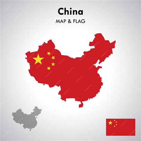 Premium Vector | China flag and map design map flag vector file