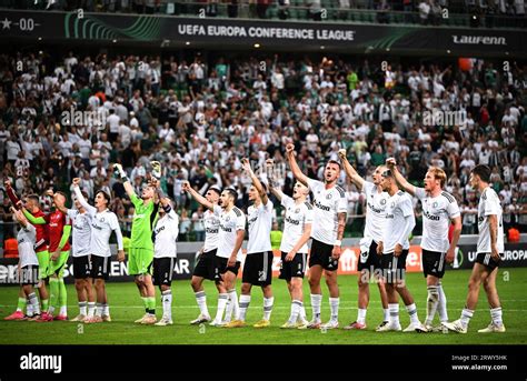 Legia Warsaw players celebrate at the end of the UEFA Europa Conference ...