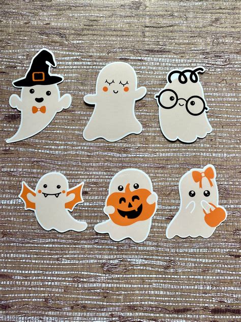 Pack of 6 Waterproof Vinyl Ghost Stickers Cute Halloween - Etsy