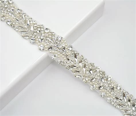 1 Yard Silver Beaded Rhinestone Trim Bridal Trim by the Yard - Etsy