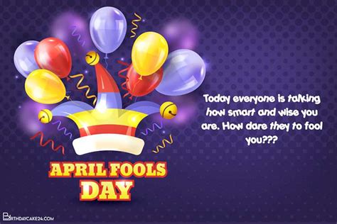 Realistic April Fools Day Card With Colorful Balloons