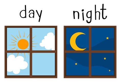 Opposite wordcard for day and night 448477 Vector Art at Vecteezy