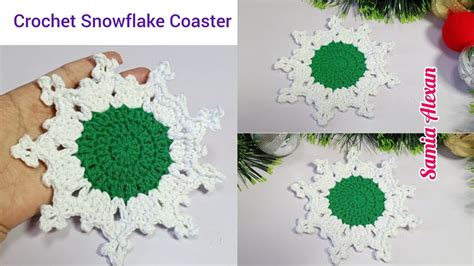 How to Crochet a Snowflake coaster ️/ Crochet Snowflake coaster in Just 15 Minutes - YouTube