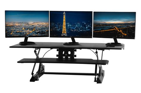 TechOrbits Height Adjustable Stand Up Desk - 47" Standing Desk Converter - Large Desktop Sit ...