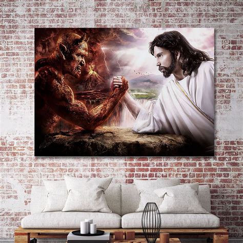 Jesus Christ Fight Vs the Devil Satan Poster or Canvas - Etsy UK