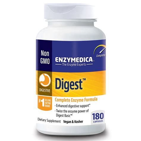 Enzymedica Digest Complete Enzyme Formula 180 Capsules Casein-Free ...