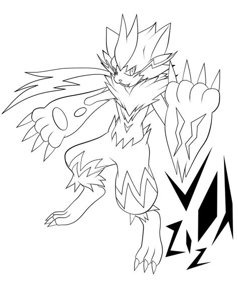 Zeraora: Line art by jot202 on DeviantArt