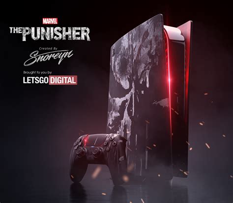 PS5 skin cover dedicated to Marvel character The Punisher | LetsGoDigital