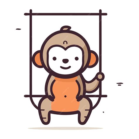 Premium Vector | Monkey swinging on a swing cartoon character vector ...