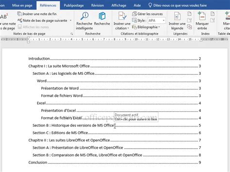 Créer, paramétrer et mettre à jour une table des matières Word – OfficePourTous