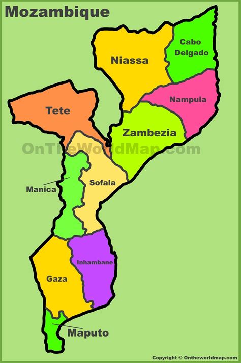 Administrative divisions map of Mozambique - Ontheworldmap.com