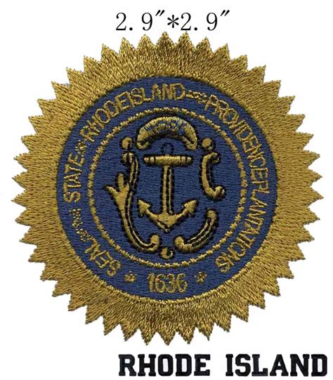 Rhode Island State Seal 2.9"wide embroidery patch for gear shape ...