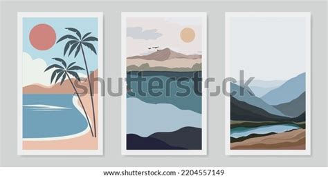 Abstract Line Art Beach Wall Art Stock Vector (Royalty Free) 2204557149 | Shutterstock