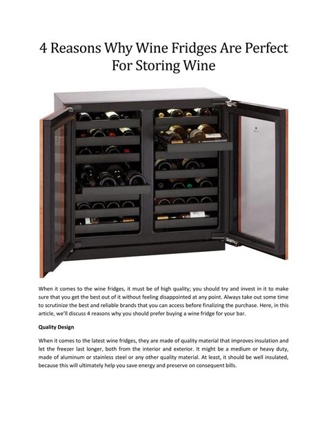 refrigerations - 4 Reasons Why Wine Fridges Are Perfect For Storing ...