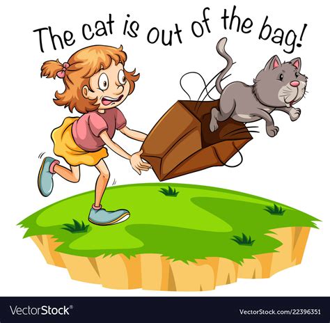 Cat is out of the bag Royalty Free Vector Image