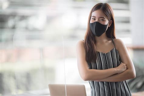 Premium Photo | Little girl has fabric mask protect herself from coronavirus, new normal ...