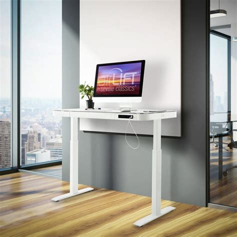 Seville Classics AIRLIFT® Tempered Glass Electric Standing Desk Dual 2 ...