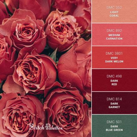 Red Roses - Embroidery Color Palette (With Thread Codes)