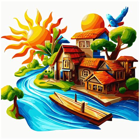 Premium Vector | Free vector village illustration and village background