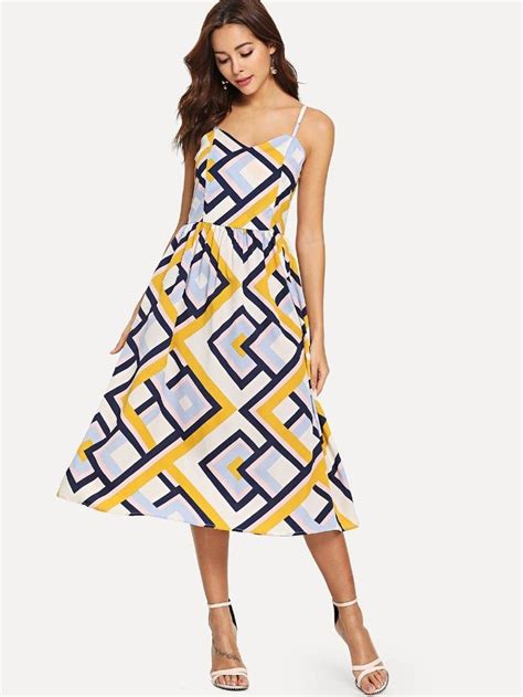 38 Trendy Geometric Print Dress You Must Buy Now | Geometric print dress, Cami dress, Fit n ...