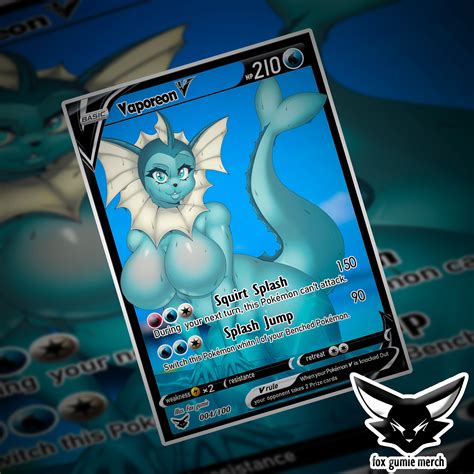 Vaporeon Pokemon Card full Art Pokemon V Vaporeon Custom Holographic Card Nsfw Furry Sexy ...