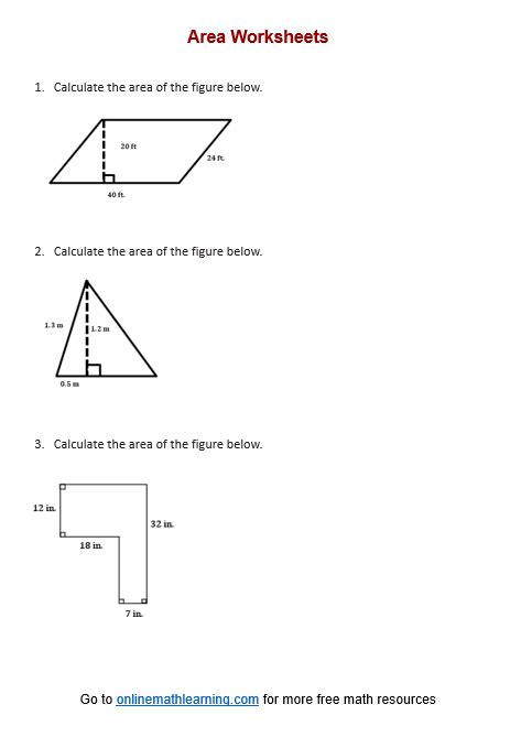 Area of Polygons Worksheet (examples, answers, videos, activities, pdf)