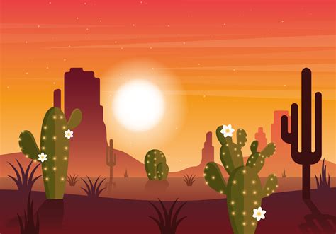 Vector Desert Landscape Illustration 208992 Vector Art at Vecteezy