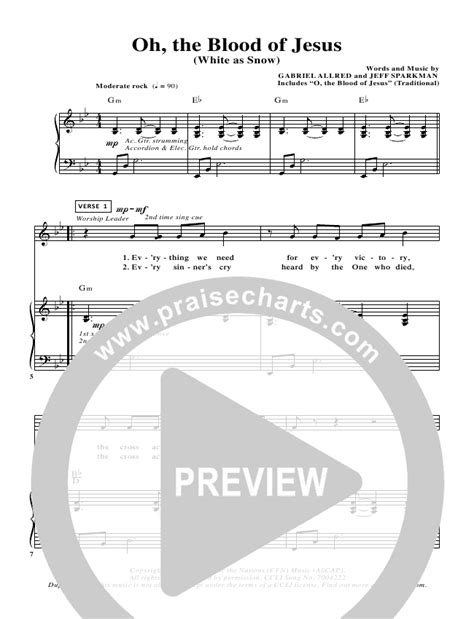 Oh The Blood Of Jesus (White As Snow) Sheet Music (Christ For The ...