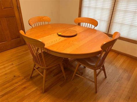 Oak Dining Table & 4 Chairs - Peterson Land & Auction LLC