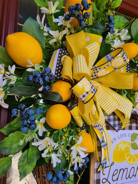 Farmhouse Lemon and Blueberry Year Round Wreath for Kitchen or | Etsy