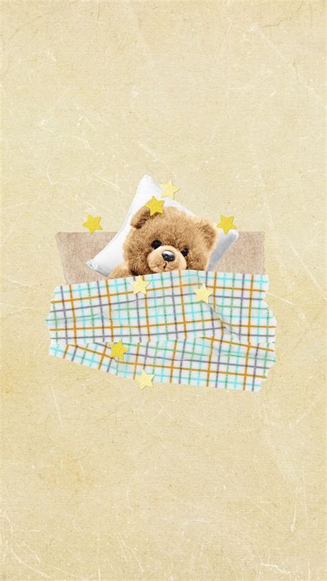 Sleeping teddy bear mobile wallpaper, | Premium Photo - rawpixel