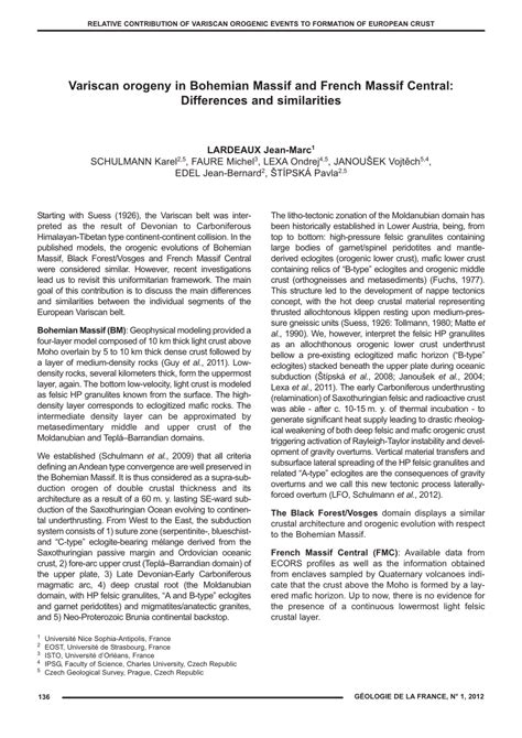 (PDF) Variscan orogeny in Bohemian Massif and French Massif Central: differences and similarities.