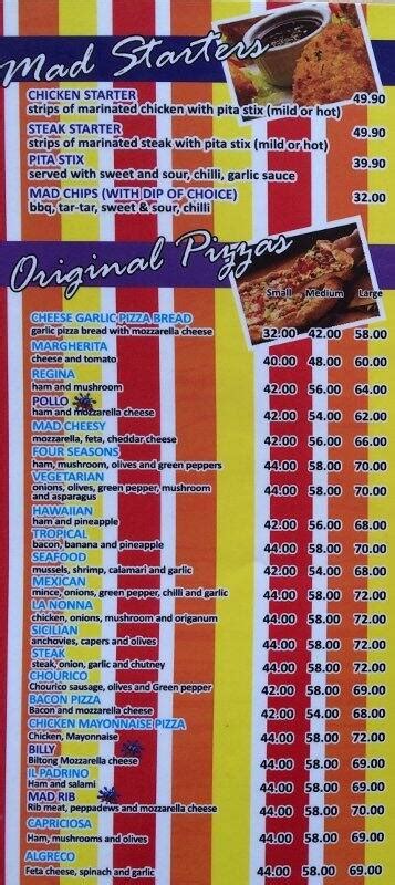 Mad Pizza Menu, Menu for Mad Pizza, Boksburg, East Rand - Zomato SA