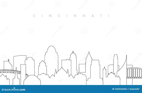 Outline Cincinnati Skyline. Stock Vector - Illustration of cincinnati, america: 256526446