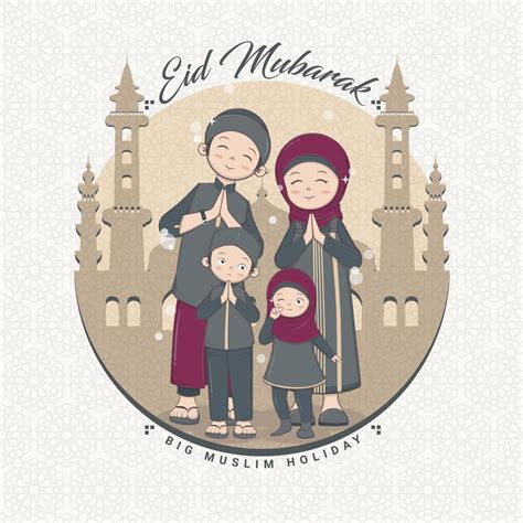 Happy muslim family greeting and celebrating Eid mubarak 10651754 ...