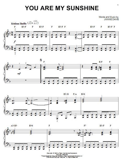 Jimmie Davis: You Are My Sunshine - Piano | Sheetmusicdirect.com