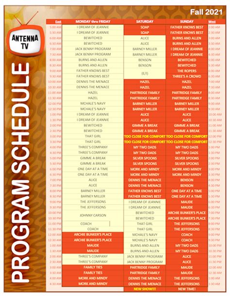 Antenna TV Fall 2021 Schedule; Rewind TV Launch Schedule Beginning September 1 - SitcomsOnline ...