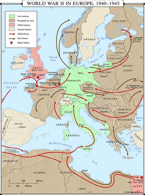 This overview map shows the second World War, the European Theater, in an excellent snapshot ...