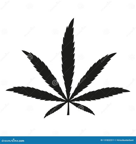 Cannabis Leaf Silhouette Isolated On White Background Stock Vector - Illustration of indica ...